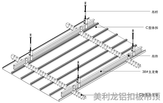 滾涂c型鋁條扣安裝示意圖1 滾涂c型鋁條扣安裝示意圖1
